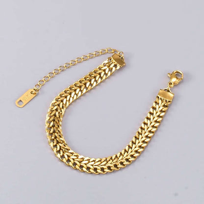 ban Chain BracTarnish Free Stainless Steel Accessories Gold Plated Double Layer Cuelet For Women Girl Bijoux