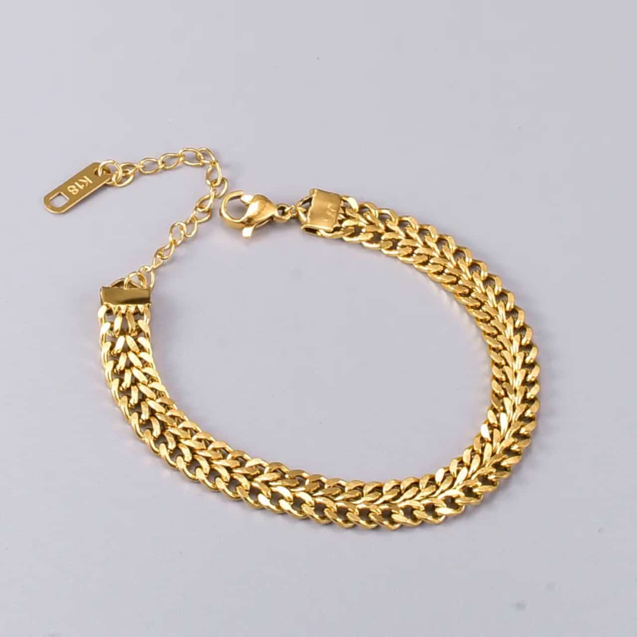 ban Chain BracTarnish Free Stainless Steel Accessories Gold Plated Double Layer Cuelet For Women Girl Bijoux